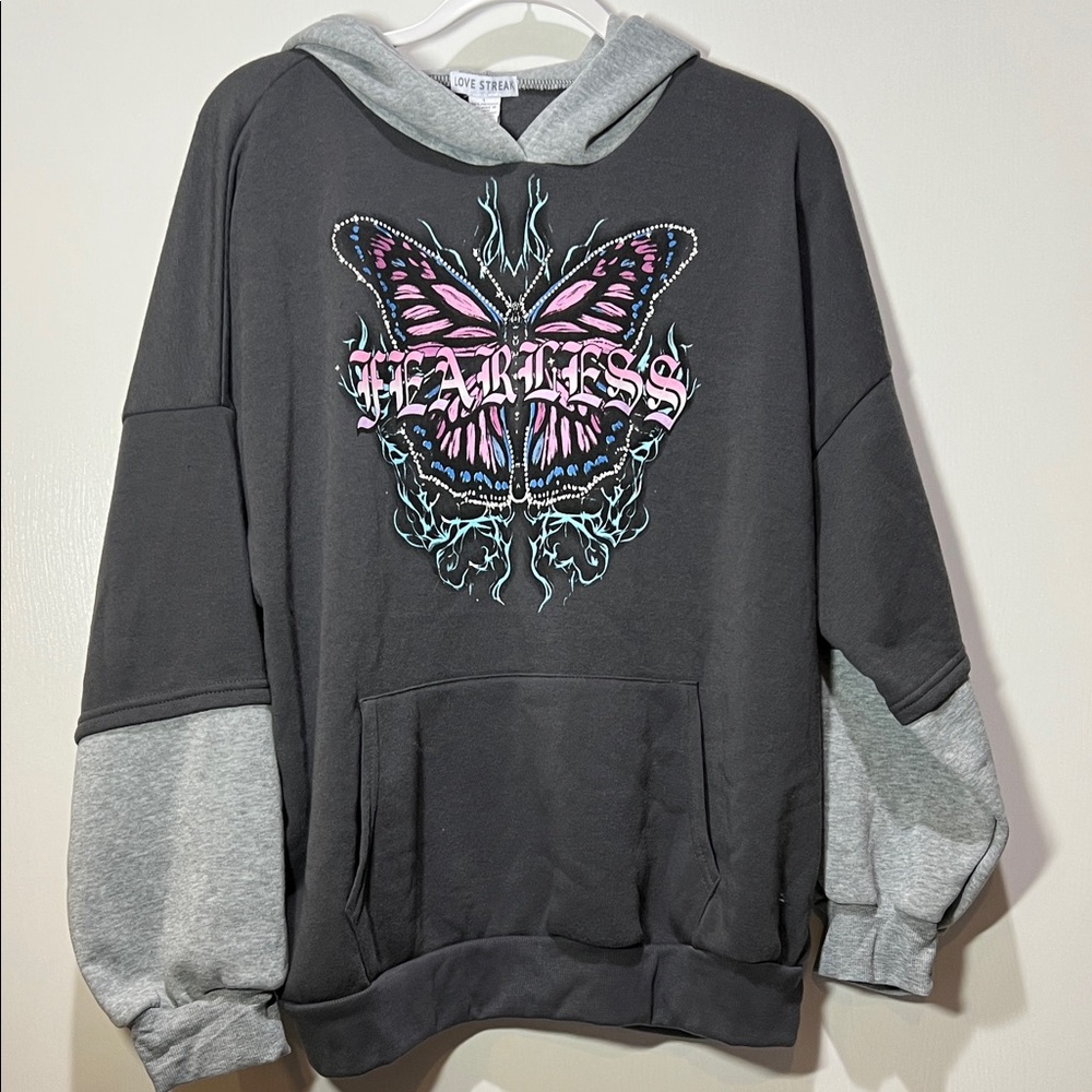 Love Streak Fearless Butterfly Graphic Fleece Sweatshirt Hoodie
